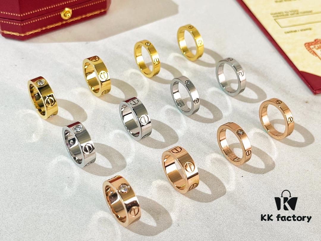 Cartier Classic Love Series Ring in Rose Gold, White Gold, Yellow Gold with Diamond or Without, Wide and Narrow Width Options