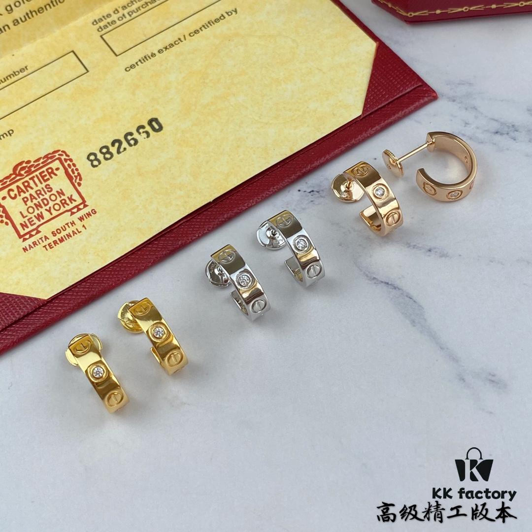 👑Cartier LOVE Earrings, Classic Design with Flying Saucer Ear Plugs, [Top-Tier Replica]👄 Classic Cartier Love Series, Smooth Screw Motif, Single Diamond Stud Earrings in Rose Gold, Platinum, or Yellow Gold – Three Colors Available, Highest Quality on Market. 5658085