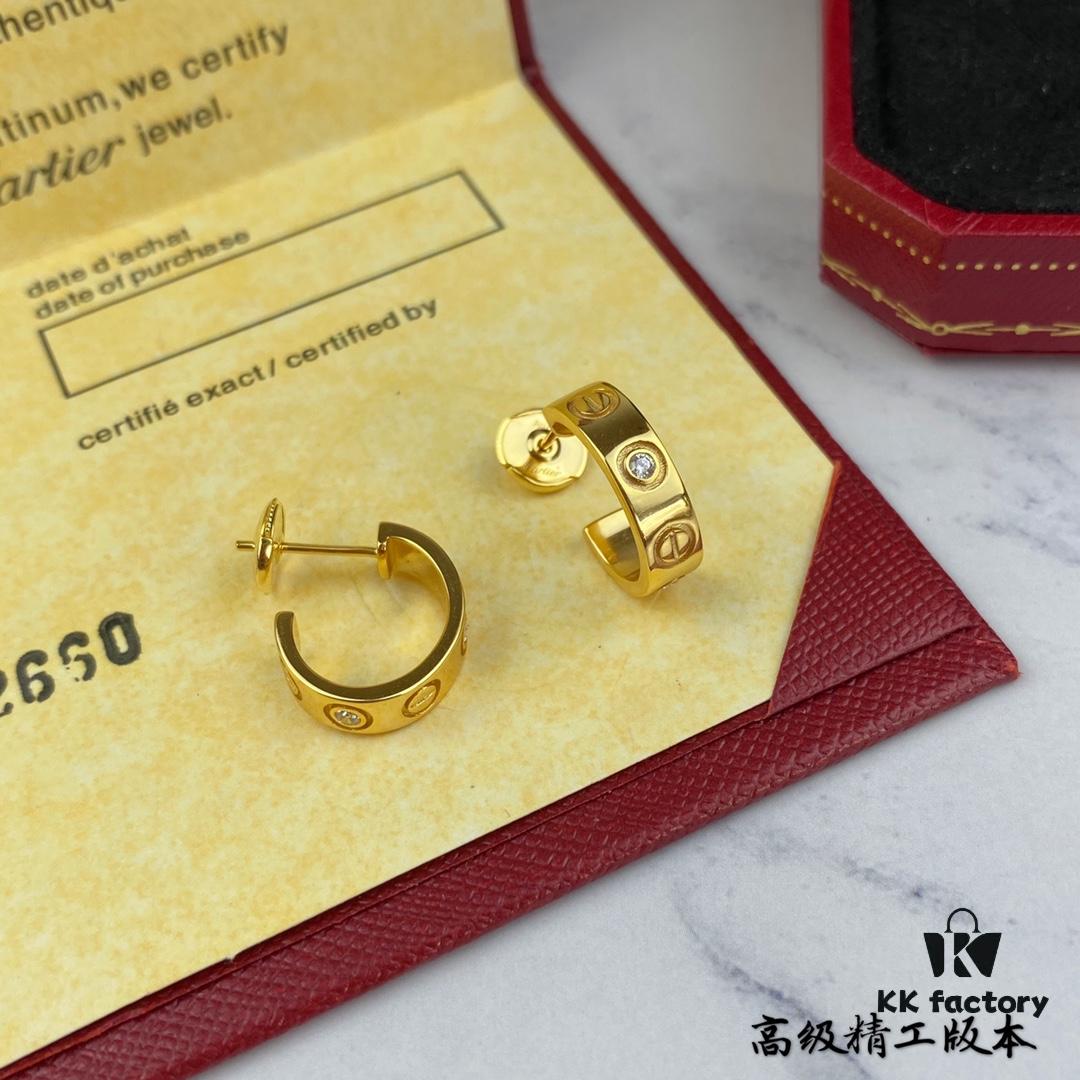 👑Cartier LOVE Earrings, Classic Design with Flying Saucer Ear Plugs, [Top-Tier Replica]👄 Classic Cartier Love Series, Smooth Screw Motif, Single Diamond Stud Earrings in Rose Gold, Platinum, or Yellow Gold – Three Colors Available, Highest Quality on Market. 5658085