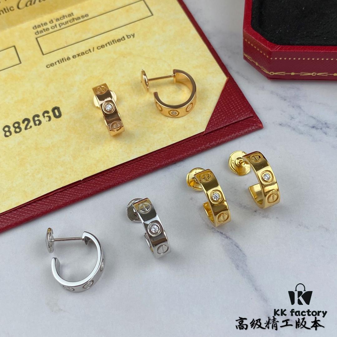 👑Cartier LOVE Earrings, Classic Design with Flying Saucer Ear Plugs, [Top-Tier Replica]👄 Classic Cartier Love Series, Smooth Screw Motif, Single Diamond Stud Earrings in Rose Gold, Platinum, or Yellow Gold – Three Colors Available, Highest Quality on Market. 5658085