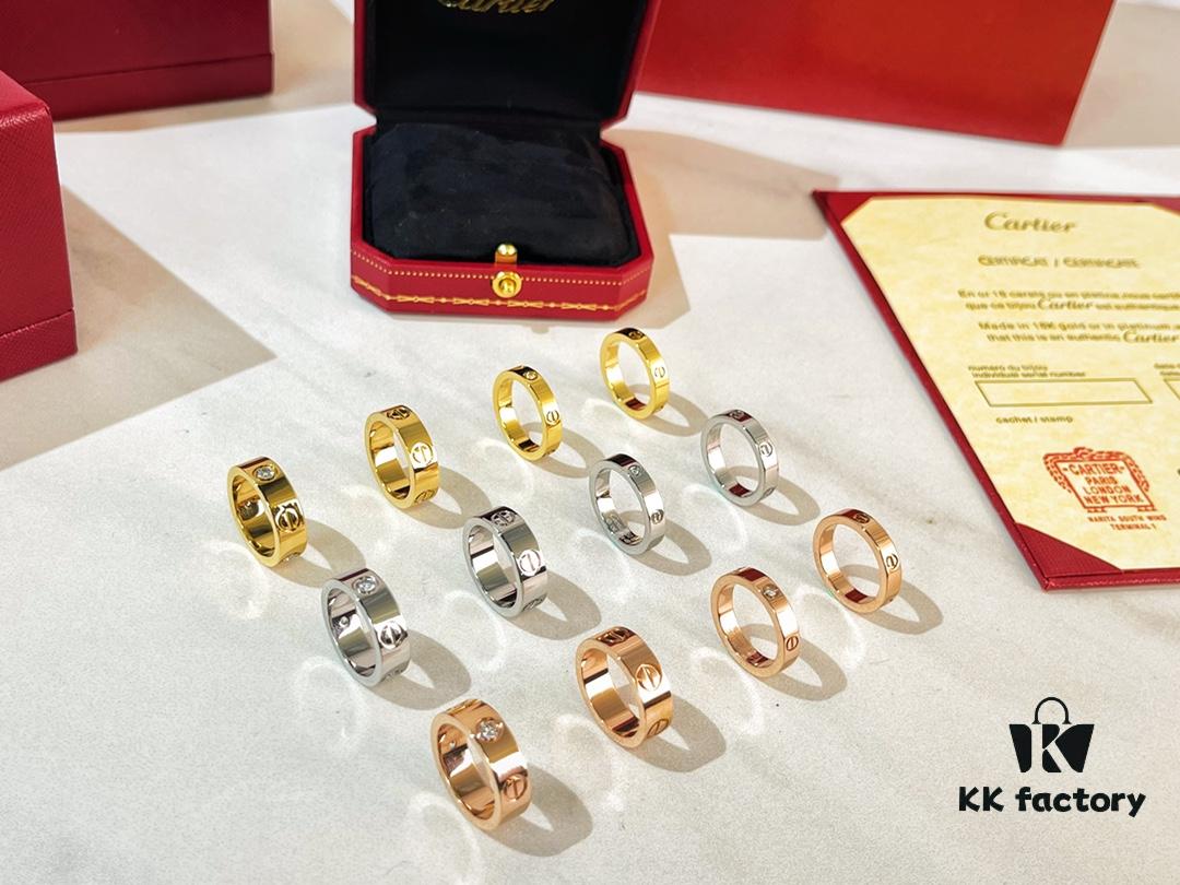 Cartier Classic Love Series Ring in Rose Gold, White Gold, Yellow Gold with Diamond or Without, Wide and Narrow Width Options