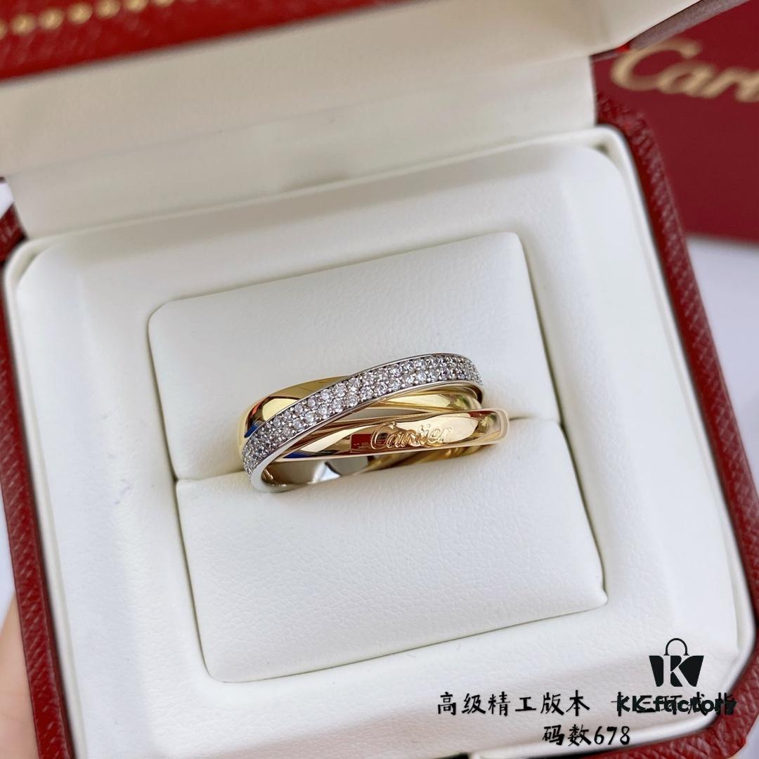 V Gold Material Cartier Trinity Ring 💍 A Classic Diamond Ring Embracing Symmetrical Elegance