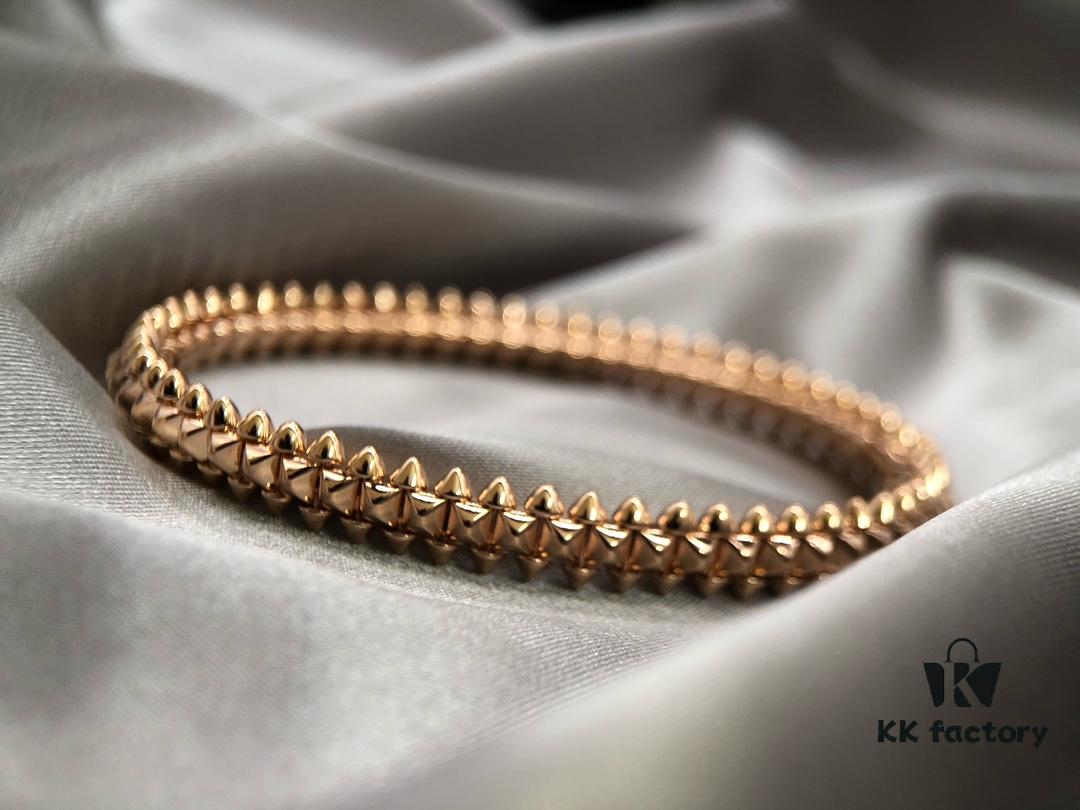 Cartier-Style Bracelet with Neutral and Edgy Design, Featuring Rotatable Rivets and V-Gold Plating