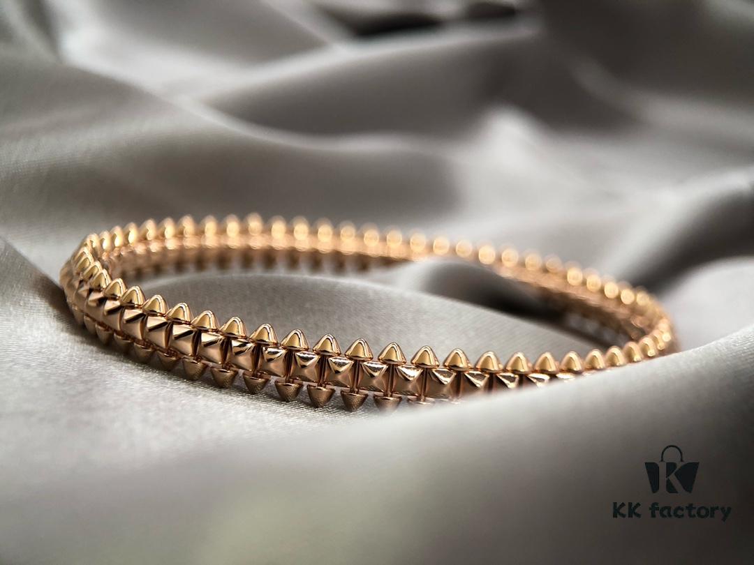 Cartier-Style Bracelet with Neutral and Edgy Design, Featuring Rotatable Rivets and V-Gold Plating