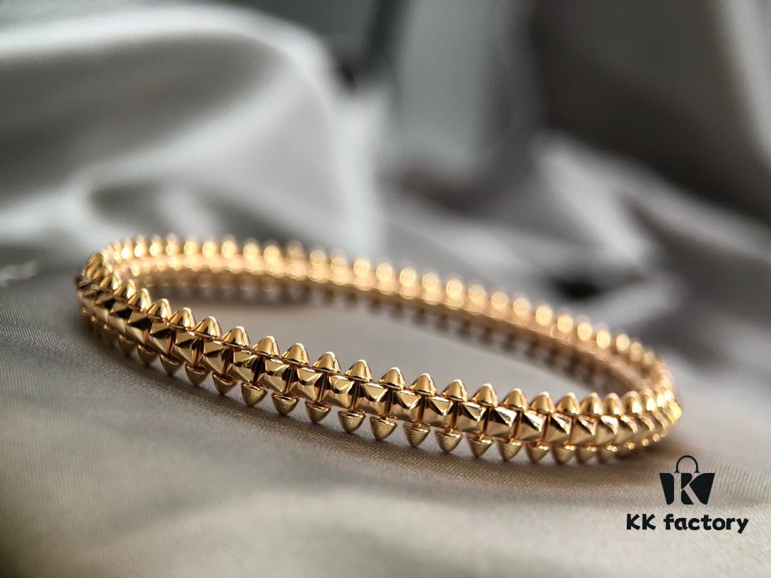 Cartier-Style Bracelet with Neutral and Edgy Design, Featuring Rotatable Rivets and V-Gold Plating