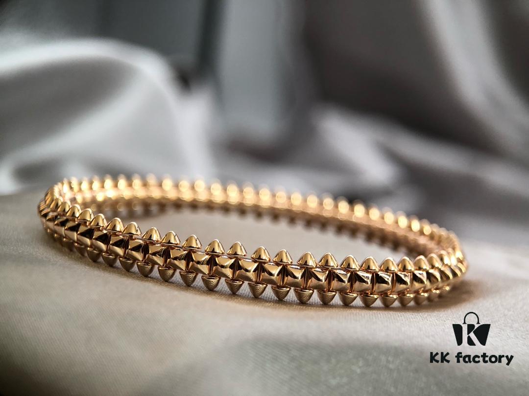 Cartier-Style Bracelet with Neutral and Edgy Design, Featuring Rotatable Rivets and V-Gold Plating