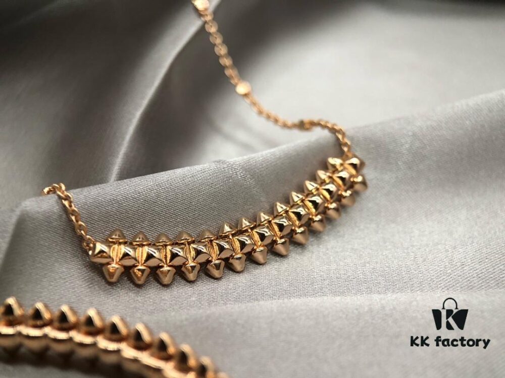 Cartier Necklace with Neutral and Bold Design, Featuring Rotatable Rivets and V-Gold Plating