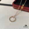 Cartier Nail Necklace with Diamonds, Double-Sided Design, Handcrafted with Precision CNC and Micro-Pave 'Swallowtail' Setting, V-Gold Plated, Imported Zirconia Stones, Available in Silver and Rose Gold