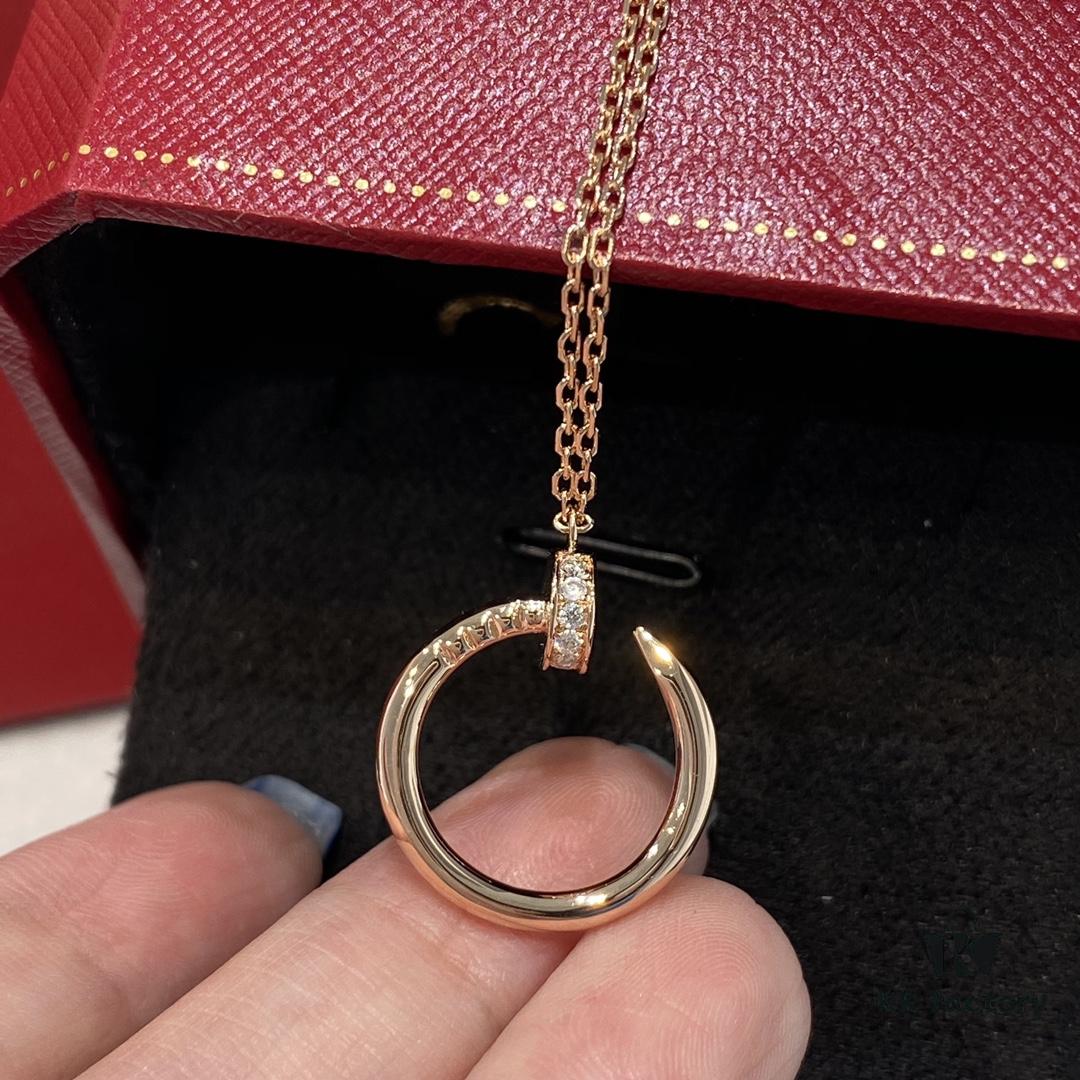 Cartier Nail Necklace with Diamonds, Double-Sided Design, Handcrafted with Precision CNC and Micro-Pave 'Swallowtail' Setting, V-Gold Plated, Imported Zirconia Stones, Available in Silver and Rose Gold