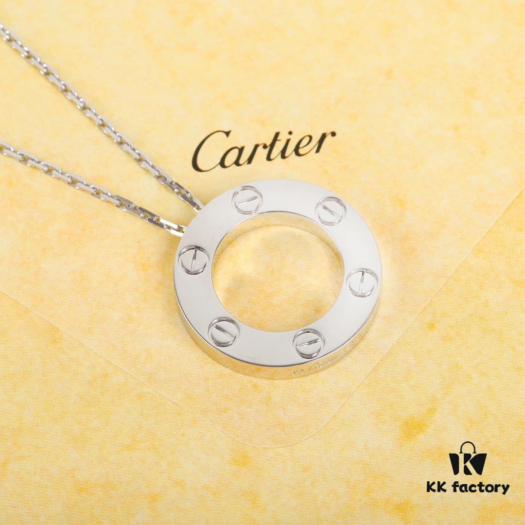 Homage to Classic Cartier Ca@tier Smooth Three-Diamond Six-Diamond Version Big Flat Necklace, Reversible Wear, Real Photos Showcasing Authentic Details
