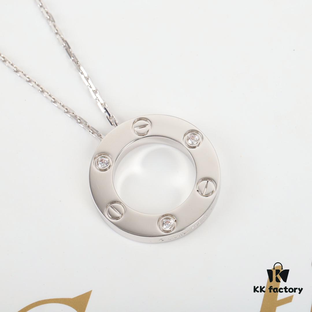 Homage to Classic Cartier Ca@tier Smooth Three-Diamond Six-Diamond Version Big Cake Necklace, Reversible Design, Real Photos Showcasing Authentic Details