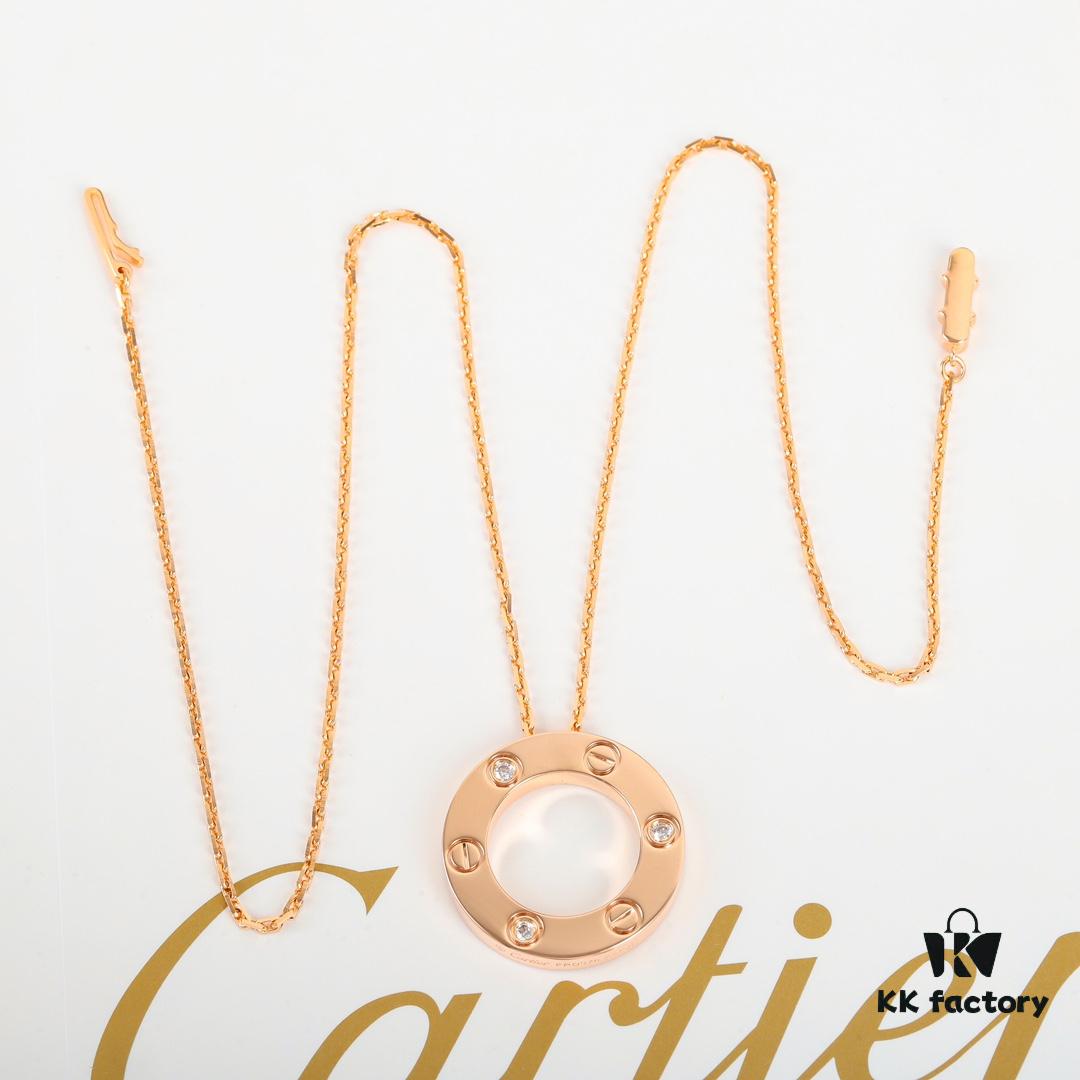 Homage to Classic Cartier Ca@tier Smooth Three-Diamond Six-Diamond Version Big Cake Necklace, Reversible Design, Real Photos Showcasing Authentic Details