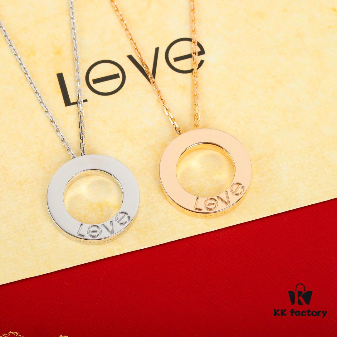 Homage to the Classic Cartier Ca@tier Smooth Three-Diamond and Six-Diamond Version Large Round Necklace, Reversible Wear, Real Photos Showcasing Authentic Details