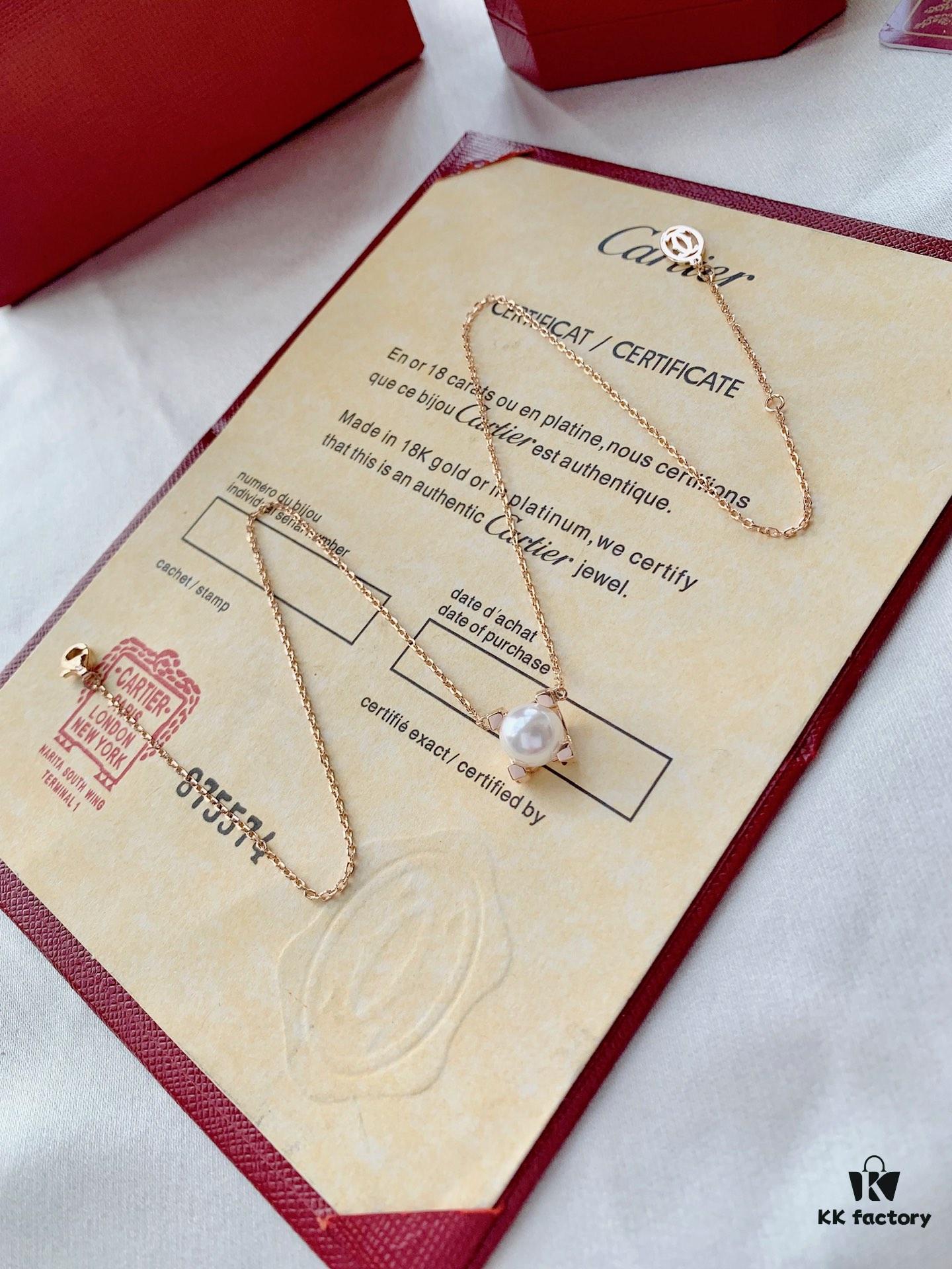 Cartier C de Cartier Pearl Necklace with Bull Head Design