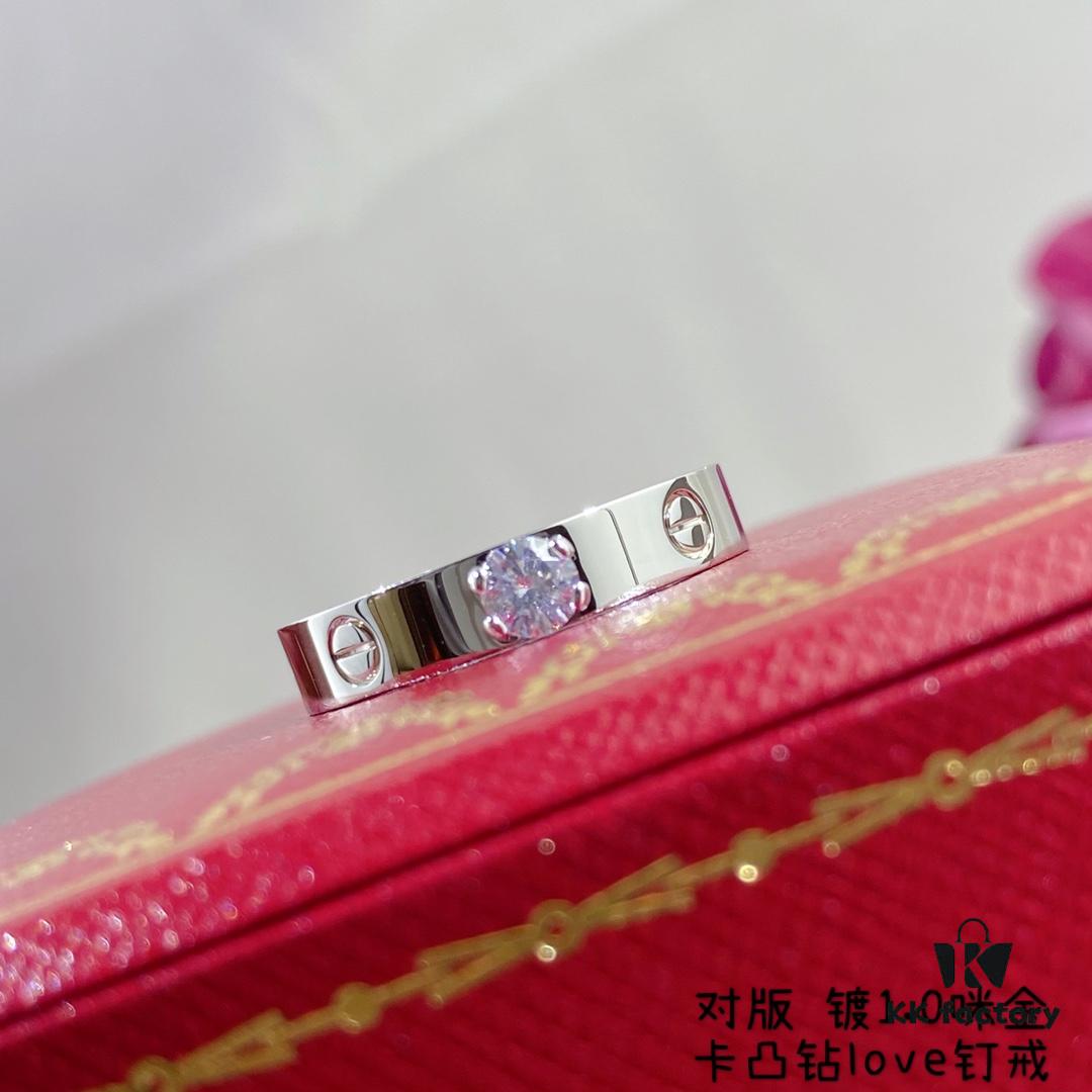 V-Gold Material Cartier CNC Micro-Pave Diamond Screw Ring