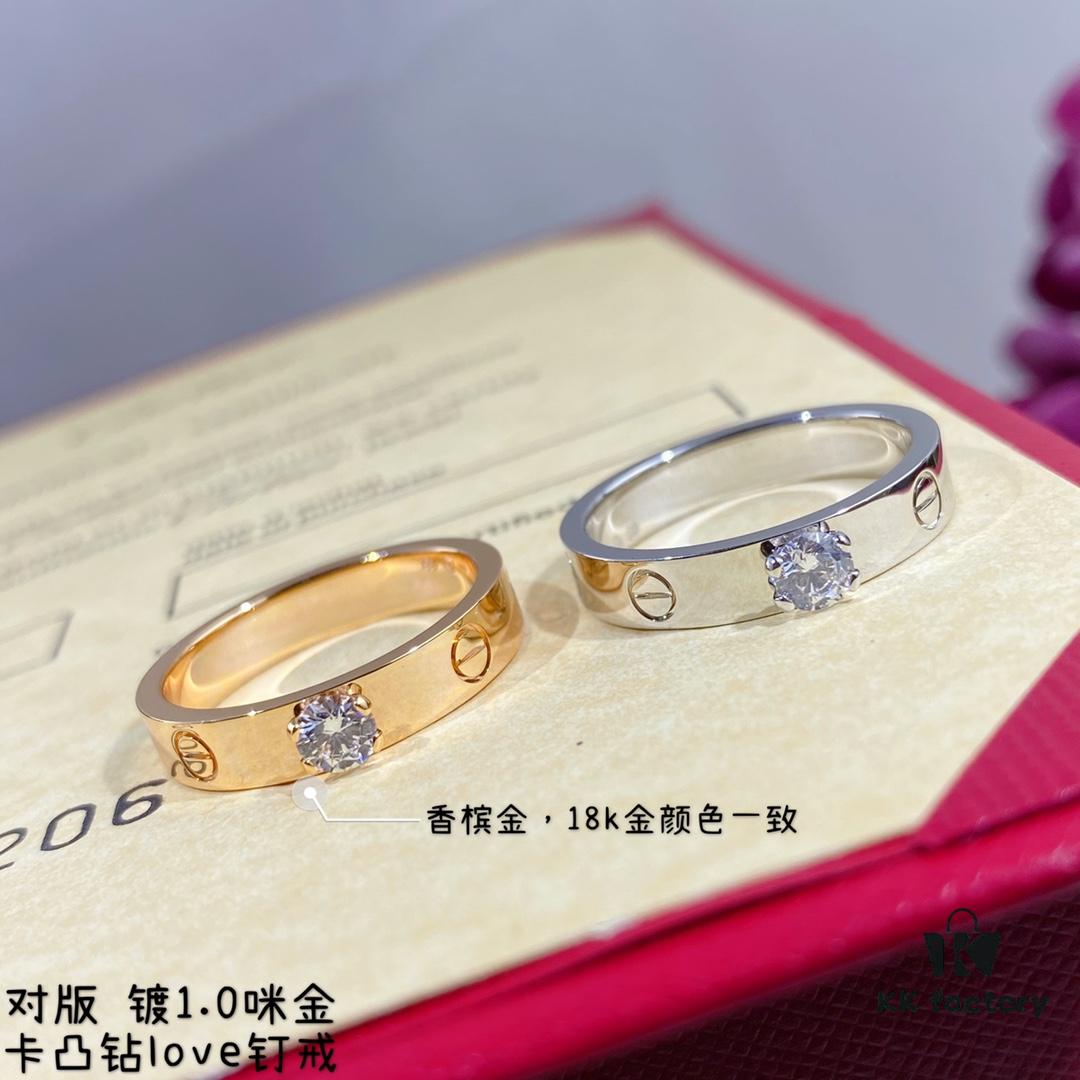 V-Gold Material Cartier CNC Micro-Pave Diamond Screw Ring