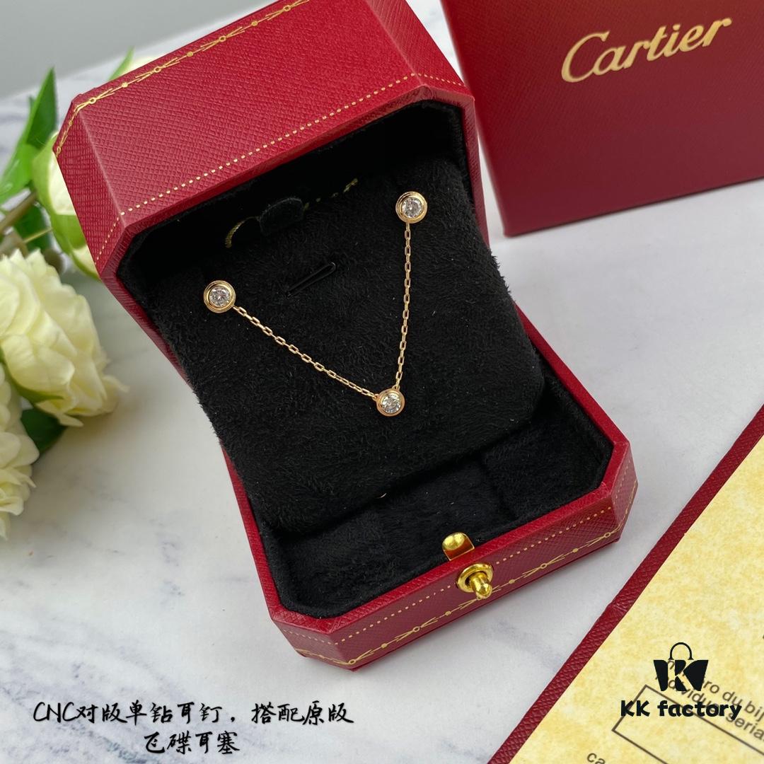 New Arrival Authentic CNC Version Cartier Solo Drill Stud Earrings with Original Flying Saucer Backs, Entirely Crafted in 925 Sterling Silver, Not Ordinary Market Version