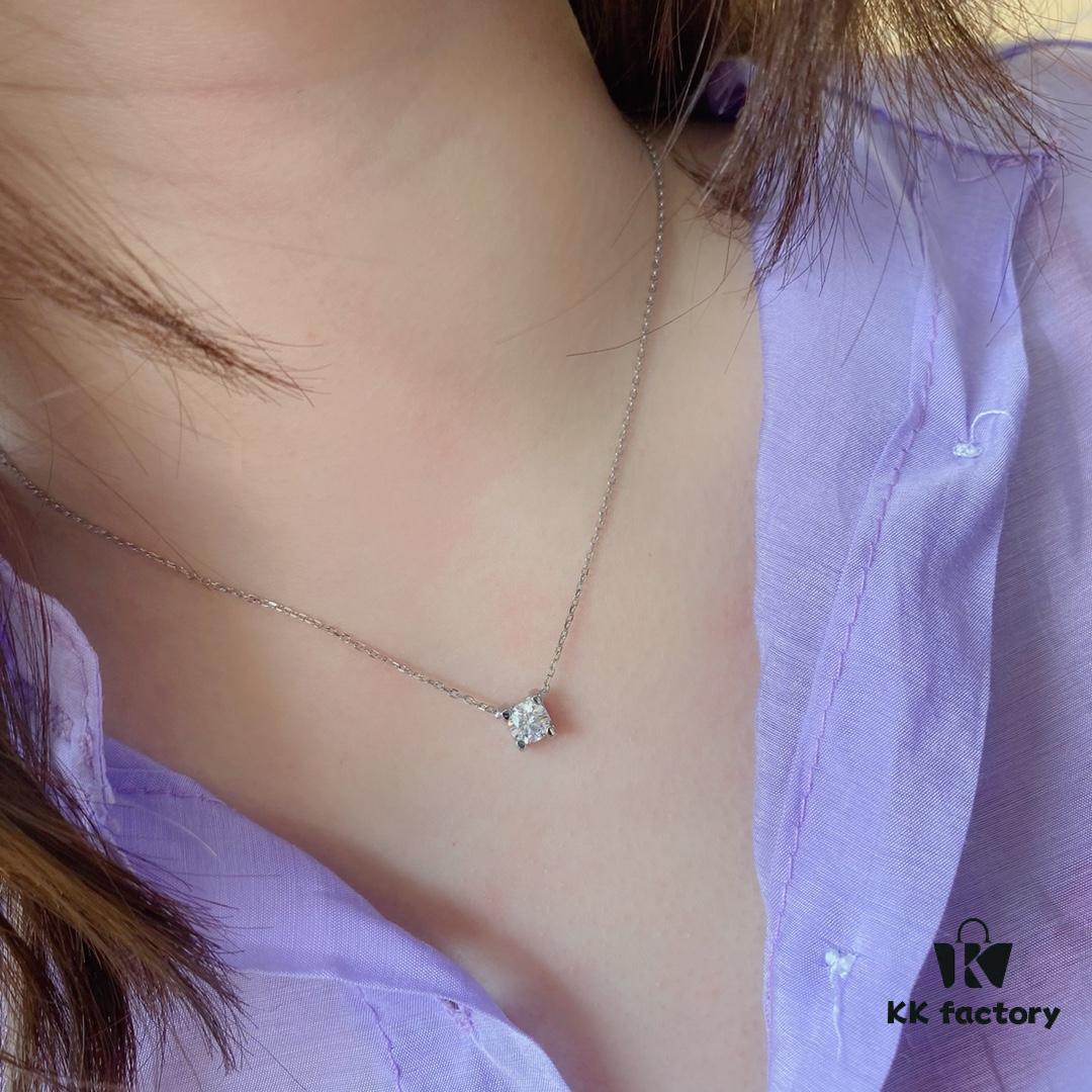 V Gold Plated Mimi Gold, CNC Cartier 60-Point Center Diamond Horn Necklace, High-Precision Craftsmanship Edition – Premium Carbon Diamond Earrings