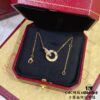 V Gold CNC Edition Round Flat Necklace, Cartier Classic Round Double-Sided Necklace for Two-Way Wearing