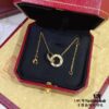 V Gold CNC Edition Round Flat Necklace, Cartier Classic Round Double-Sided Necklace for Two-Way Wearing