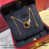 V Gold CNC Edition Round Flat Necklace, Cartier Classic Round Double-Sided Necklace for Two-Way Wearing