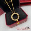 V Gold Material High-End Version Cartier Classic LOVE Double-Sided Round Necklace with Full Diamonds, German Imported Luxury Custom Jewelry