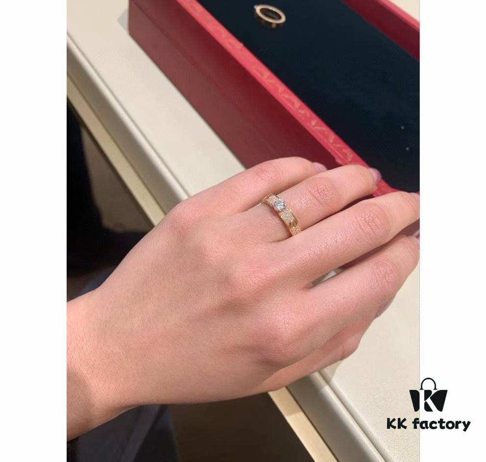 Hot Sale Top Quality Three Months Warranty! Cartier New Version Original Order Full Diamond Ring with High-Carbon Brilliant Cut Diamonds, 8 Hearts and 8 Arrows, Sterling Silver Luxury Micro-Pavé Design, Rose Gold and White Gold, Complete Sizes Available