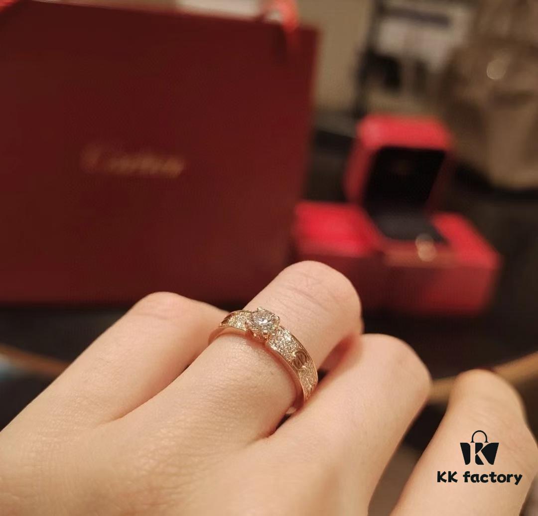Hot Sale Top Quality Three Months Warranty! Cartier New Version Original Order Full Diamond Ring with High-Carbon Brilliant Cut Diamonds, 8 Hearts and 8 Arrows, Sterling Silver Luxury Micro-Pavé Design, Rose Gold and White Gold, Complete Sizes Available