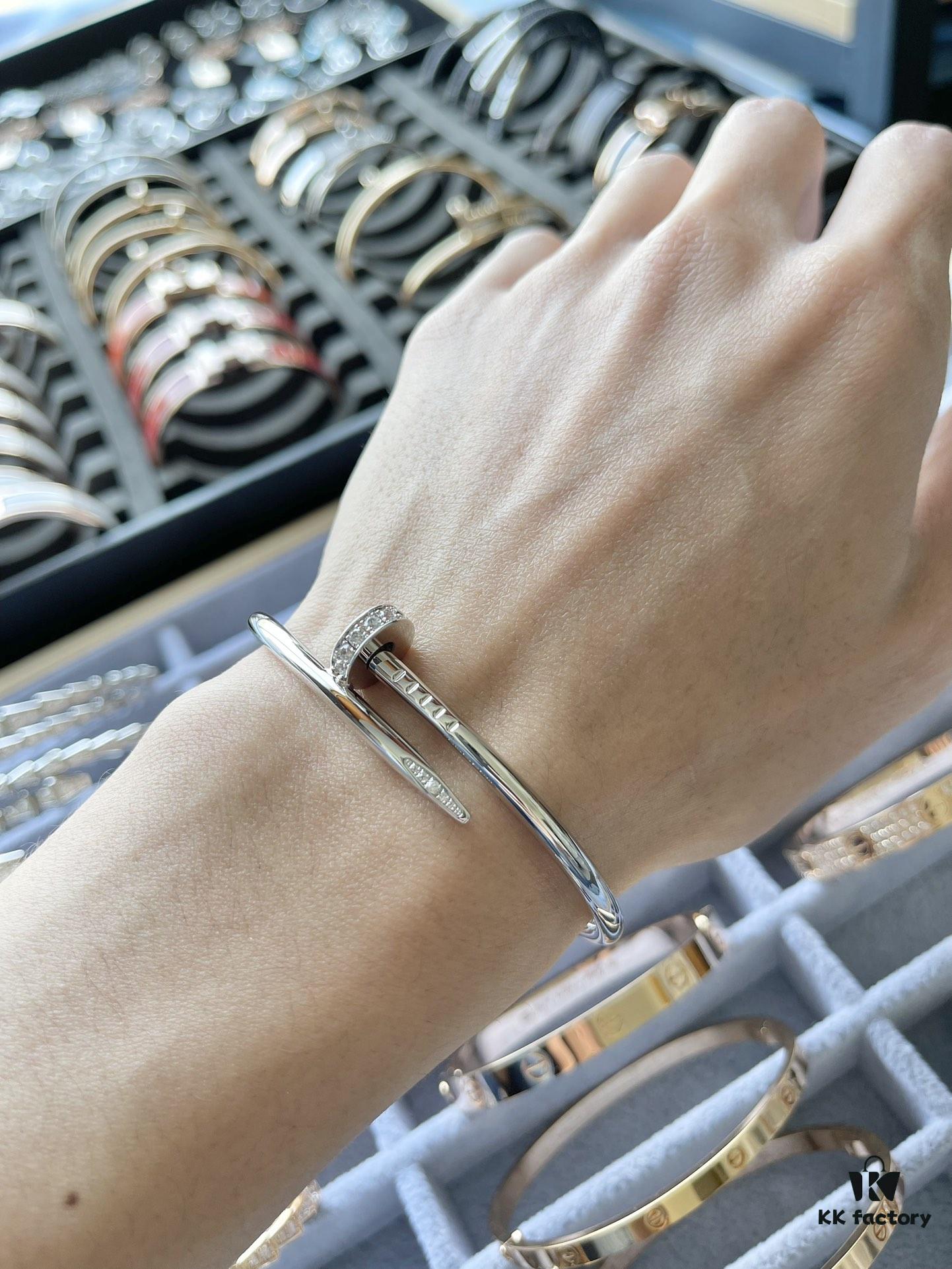 Cartier V Gold Version Nail Bracelet with Diamond-Encrusted Ends