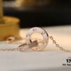 Valentine's Gift 🎁 Cartier Rose Gold Double Ring Full Diamond Round Pendant Necklace