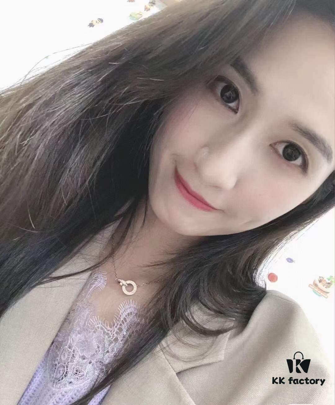 Valentine's Gift 🎁 Cartier Rose Gold Double Ring Full Diamond Round Pendant Necklace