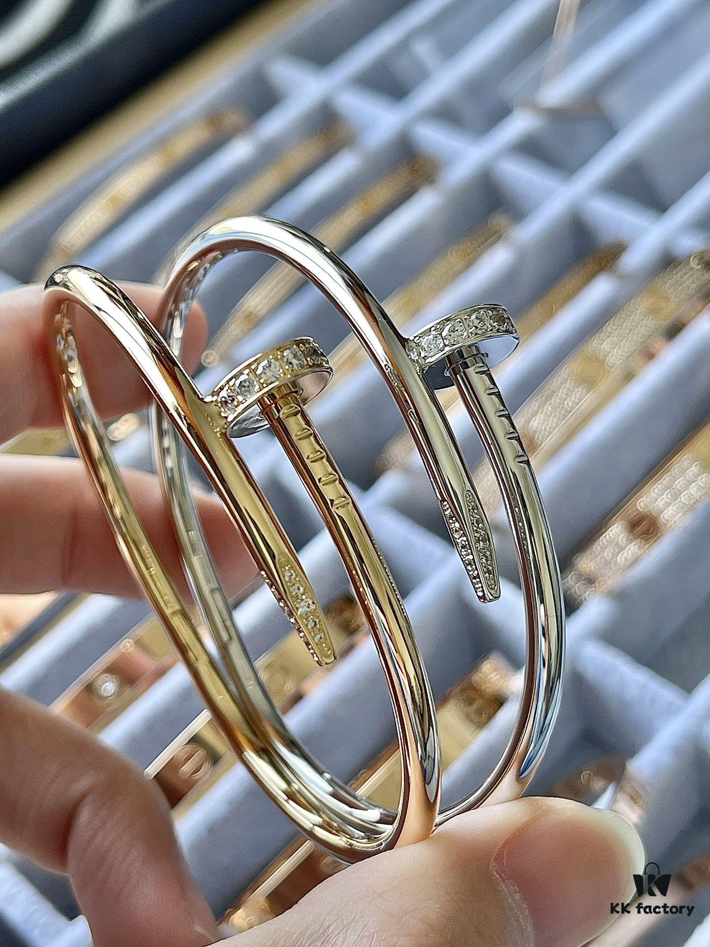 Cartier V Gold Version Nail Bracelet with Diamond-Encrusted Ends