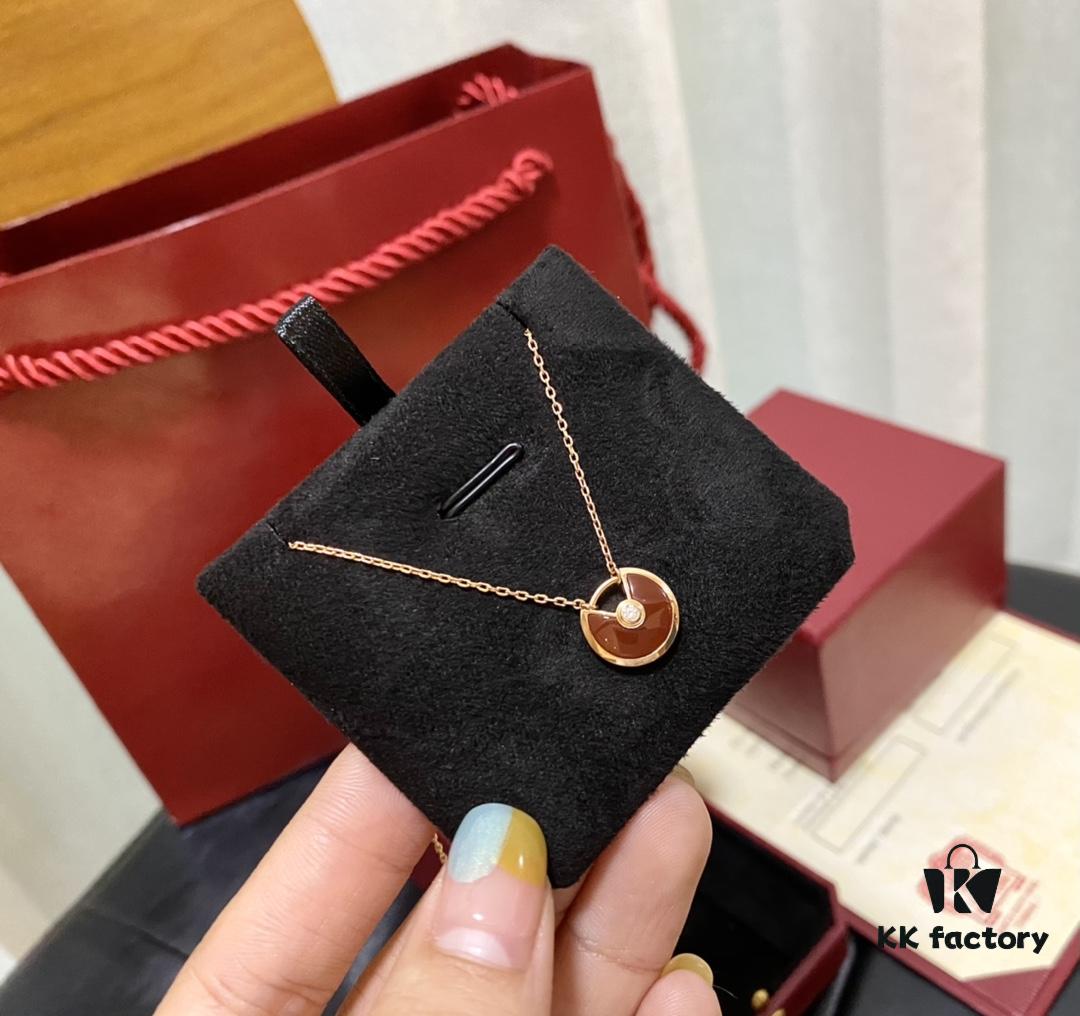 Vibrant Red Agate Necklace – Real Photos Showcasing Natural Bright Red Semi-Transparent Gemstone with Pure Luster and Fine Polish