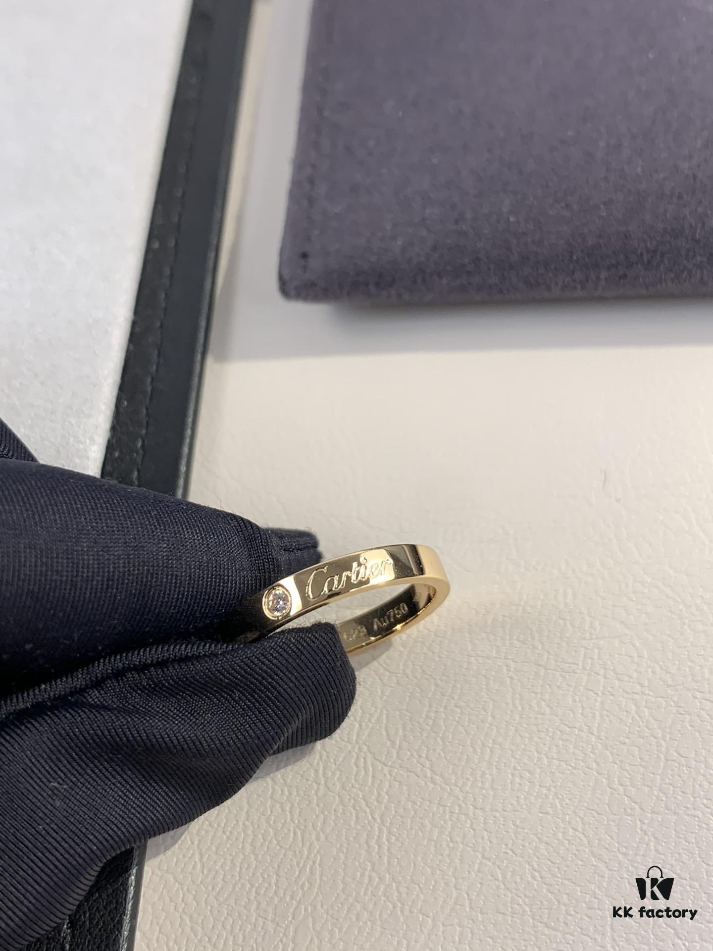 Cartier 3mm Scaled Single Diamond Letter Ring