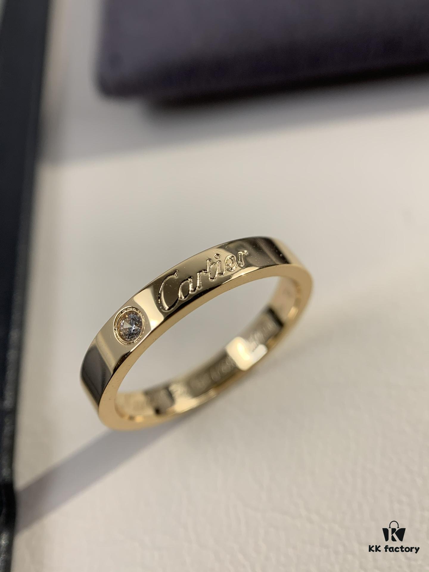 Cartier 3mm Scaled Single Diamond Letter Ring