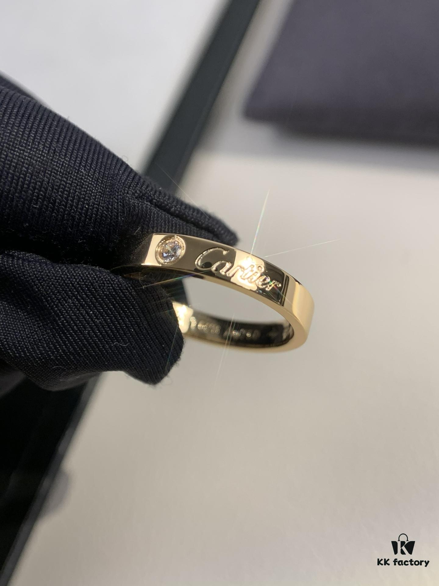 Cartier 3mm Scaled Single Diamond Letter Ring