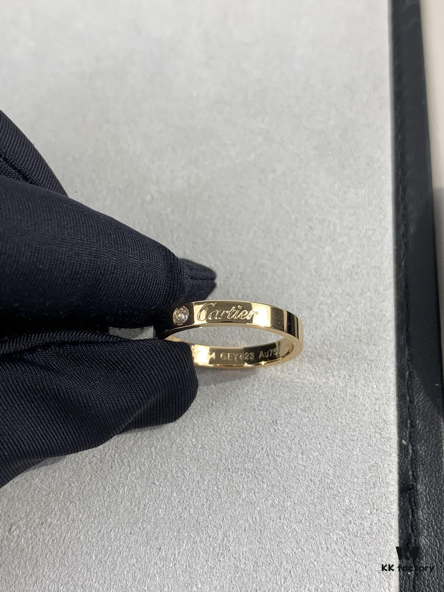 Cartier 3mm Scaled Single Diamond Letter Ring