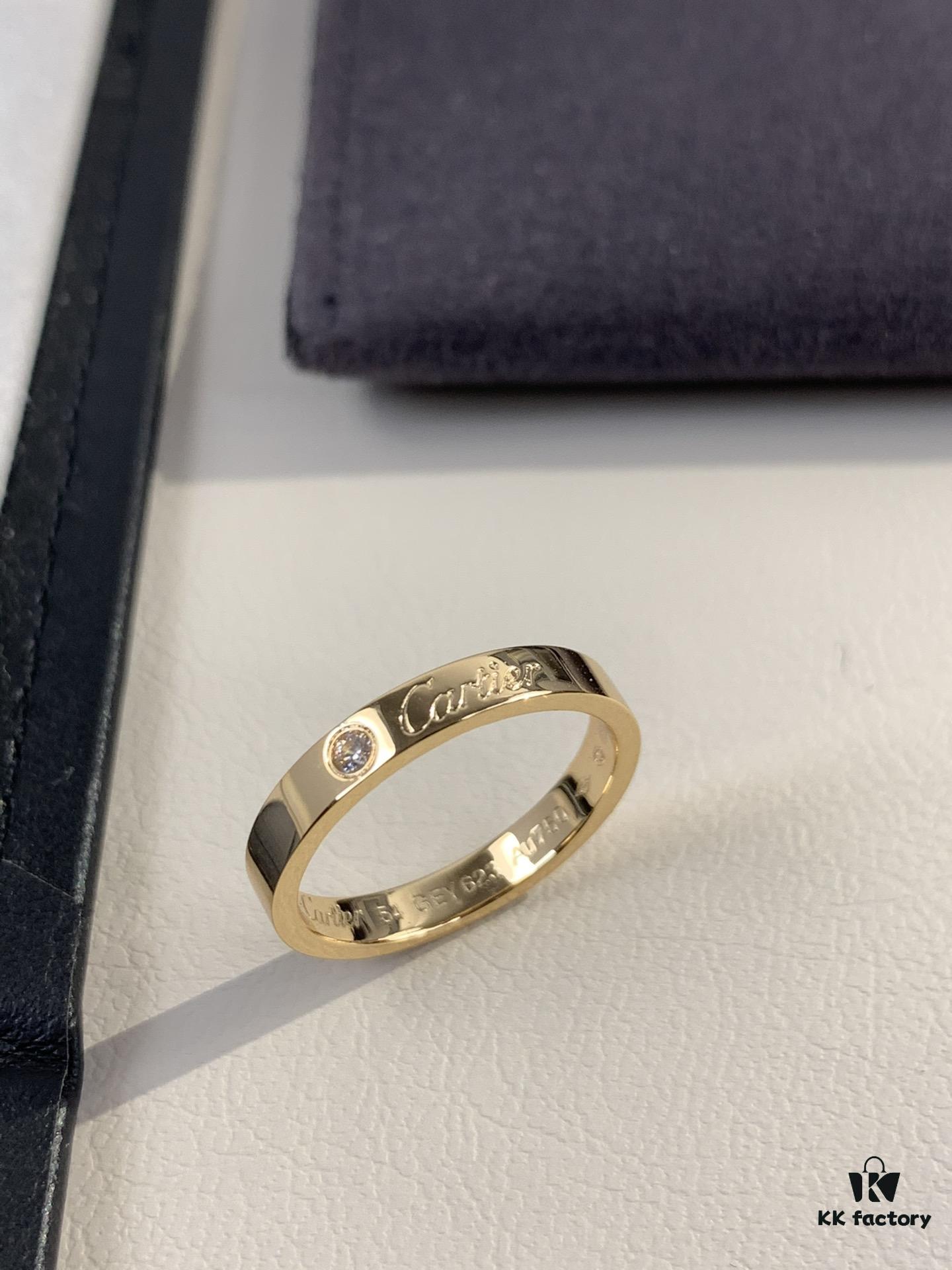 Cartier 3mm Scaled Single Diamond Letter Ring