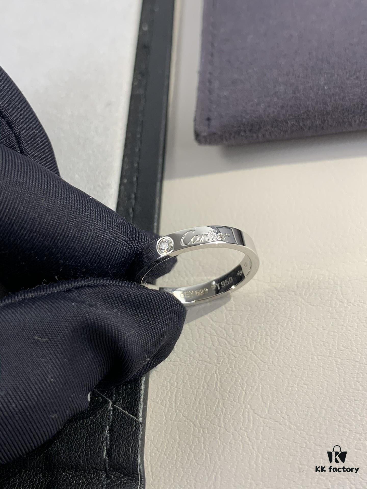 Cartier 3mm Sculpted Single Diamond Letter Ring