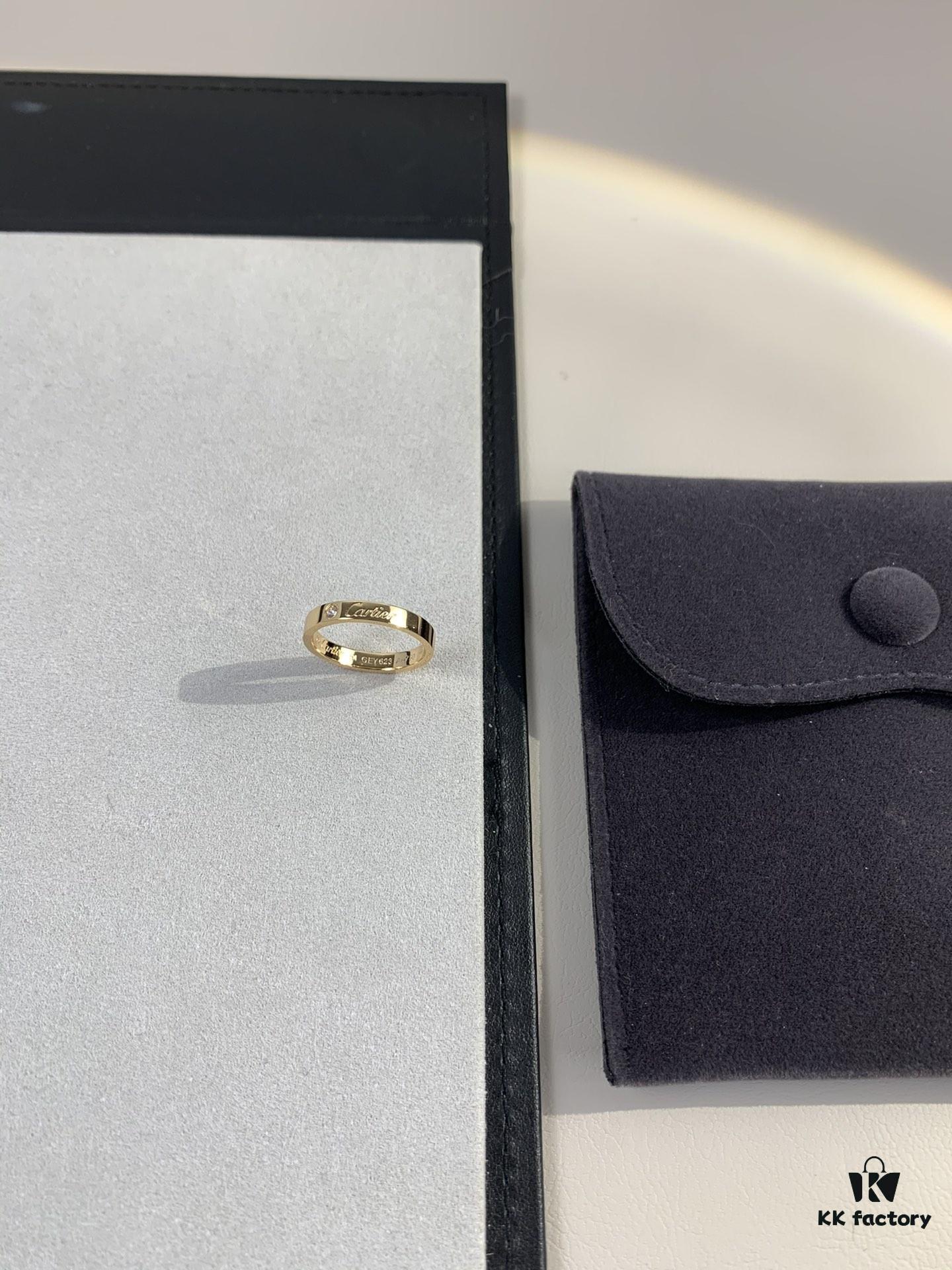 Cartier 3mm Scaled Single Diamond Letter Ring