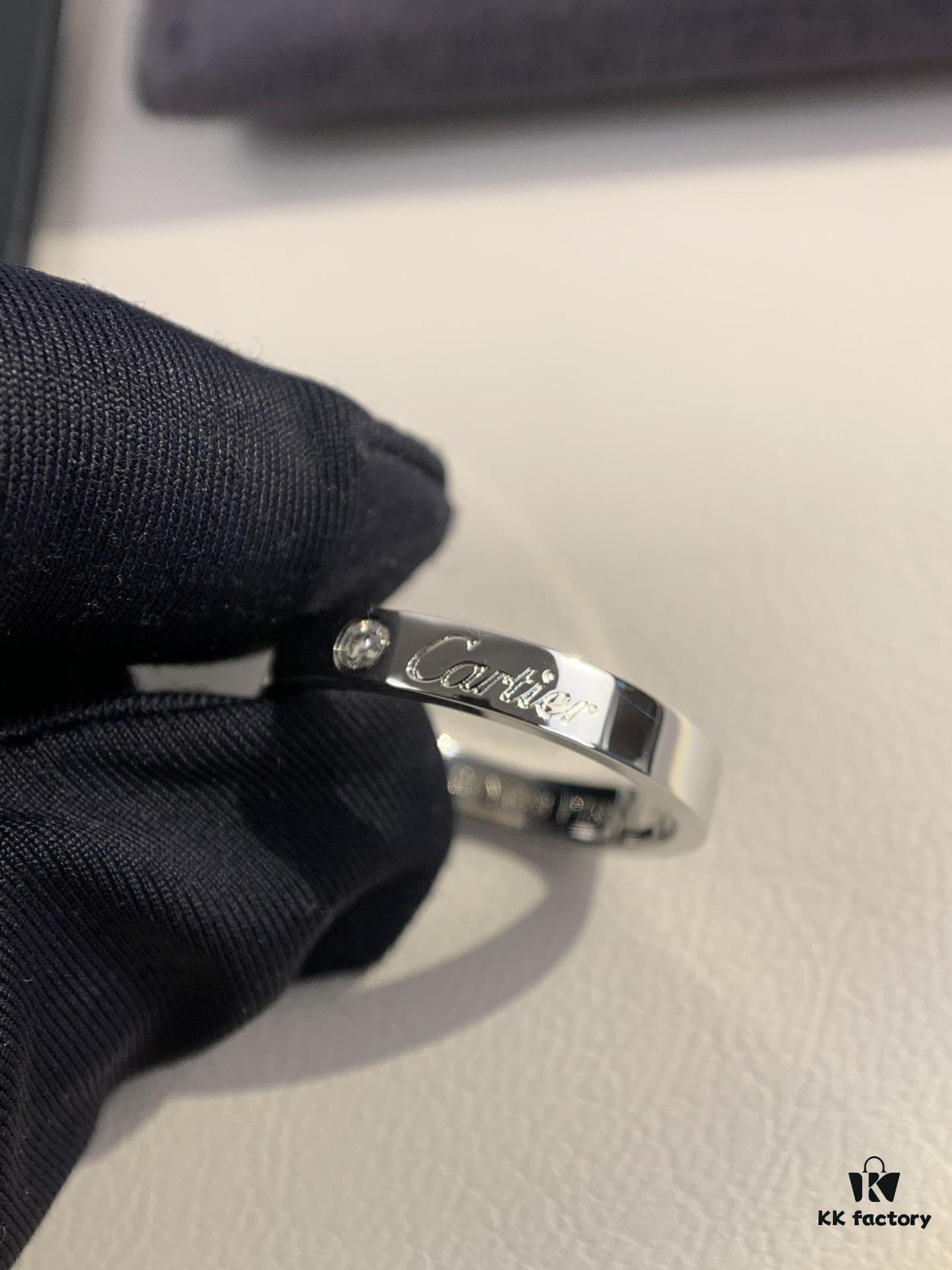 Cartier 3mm Sculpted Single Diamond Letter Ring