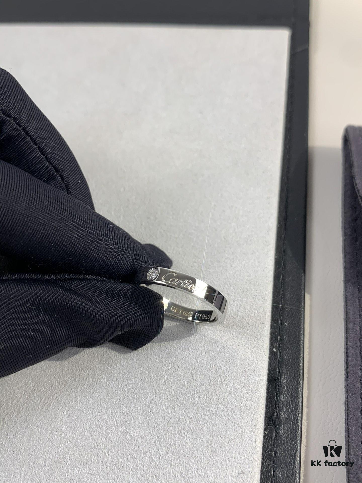 Cartier 3mm Sculpted Single Diamond Letter Ring