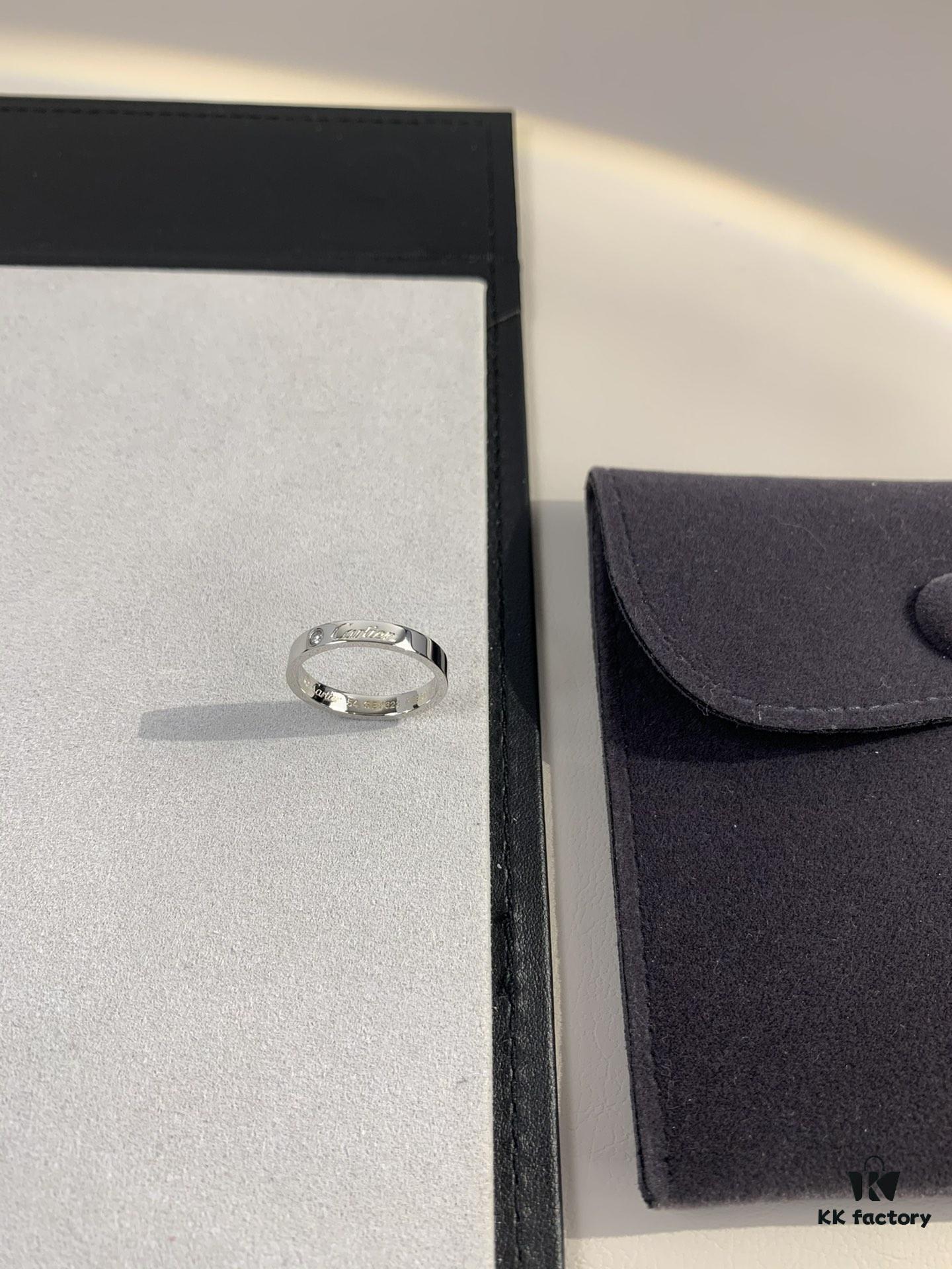 Cartier 3mm Sculpted Single Diamond Letter Ring
