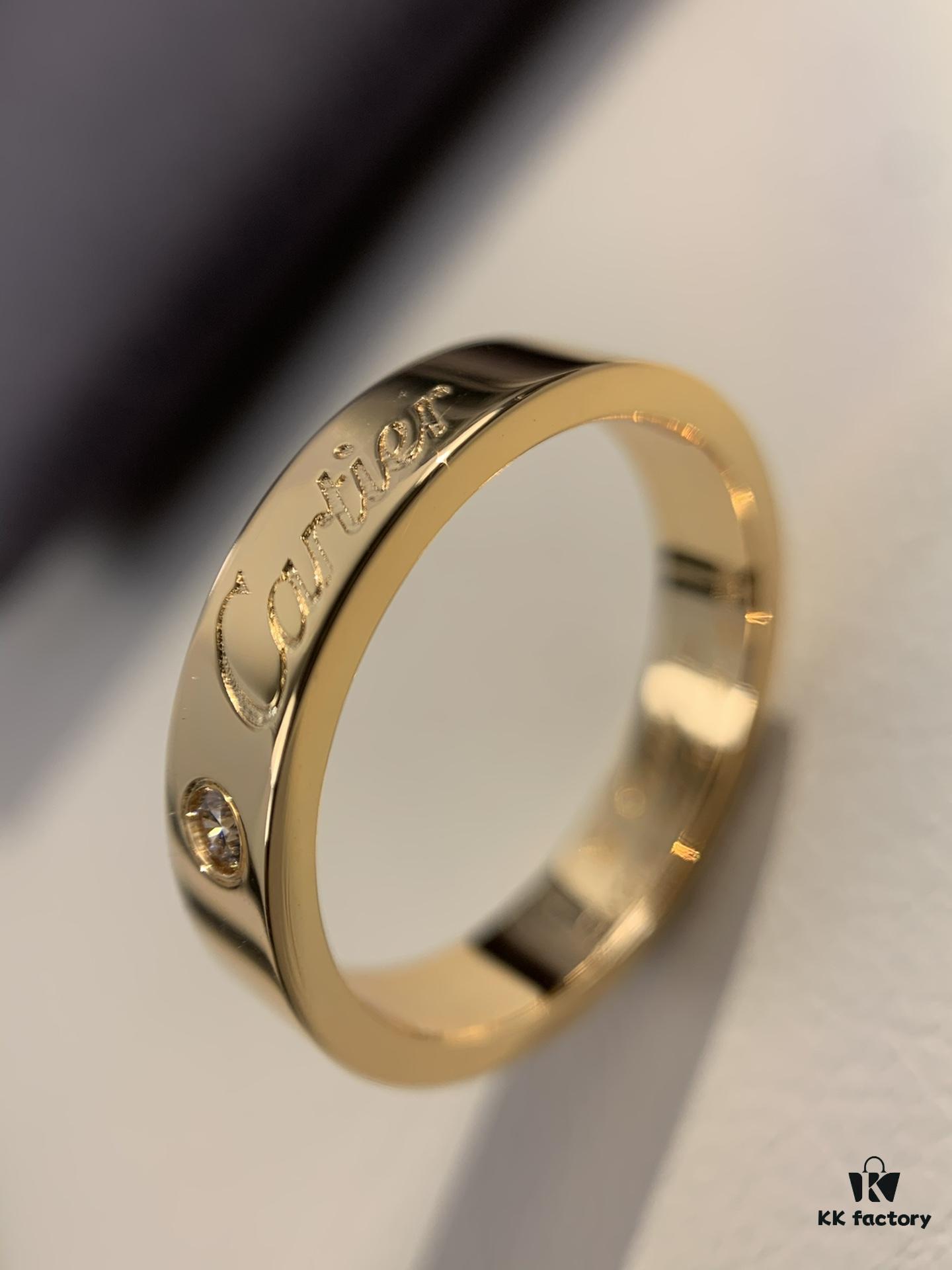 Cartier 4mm Scaled Single Diamond Letter Ring