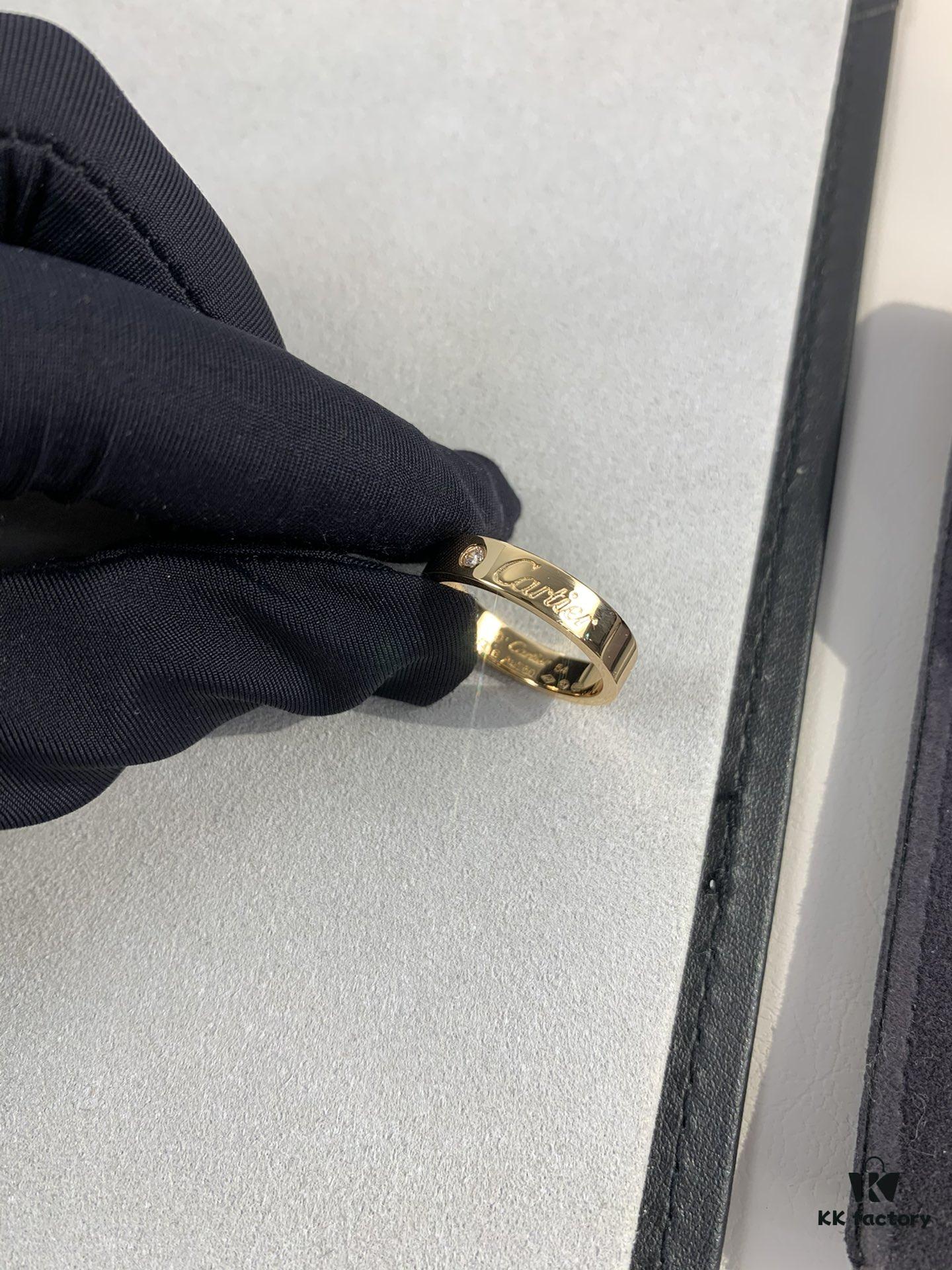 Cartier 4mm Scaled Single Diamond Letter Ring