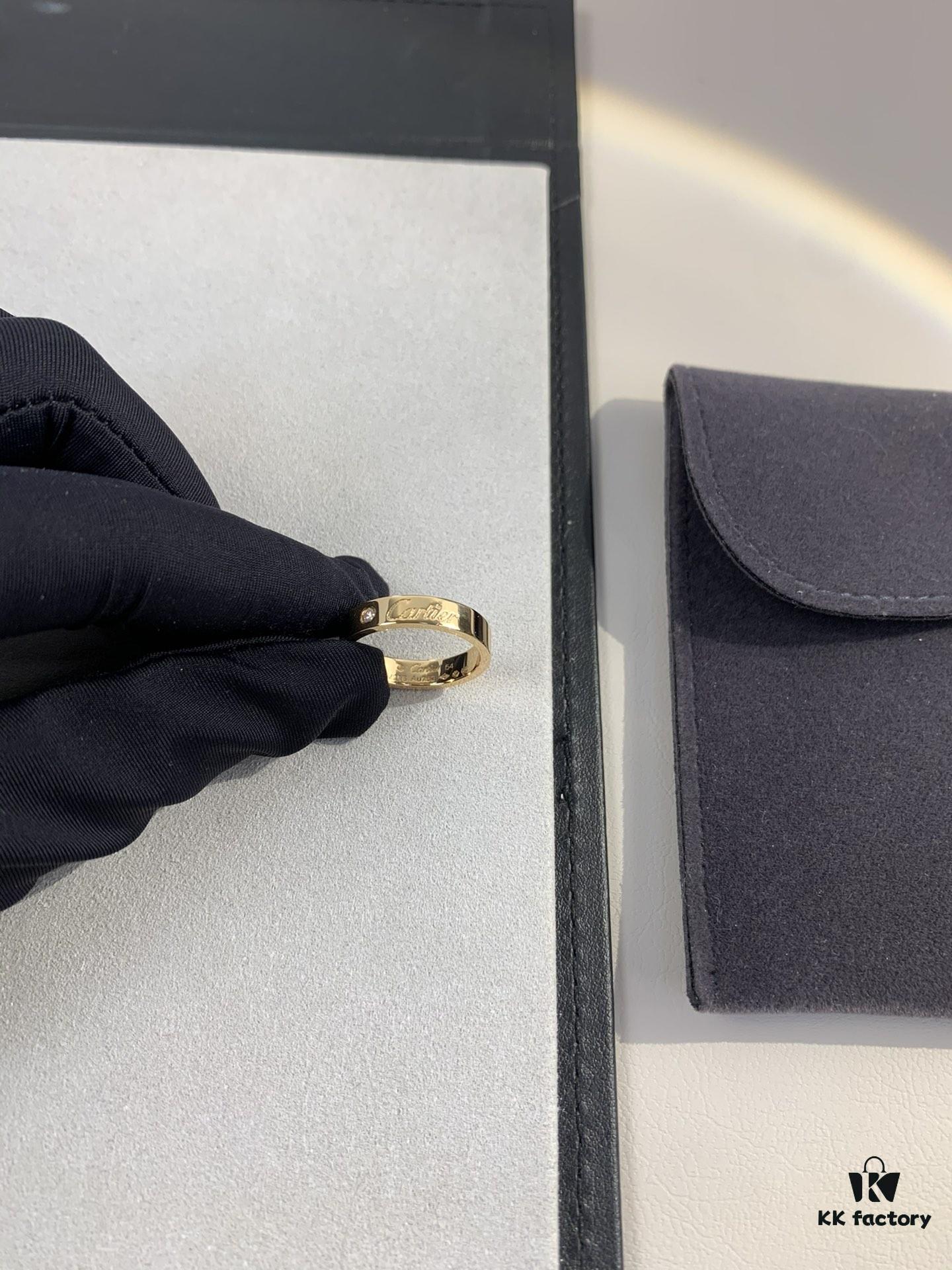 Cartier 4mm Scaled Single Diamond Letter Ring