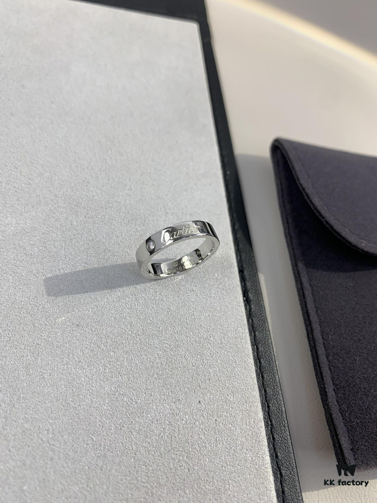 Cartier 4mm Scaled Single Diamond Letter Ring