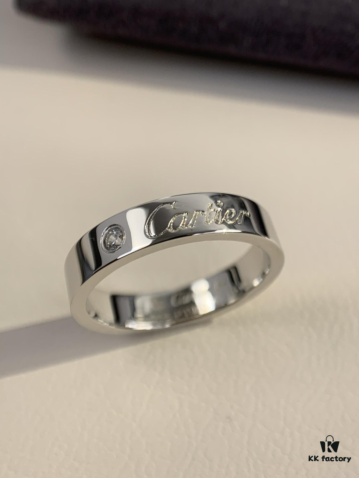 Cartier 4mm Scaled Single Diamond Letter Ring