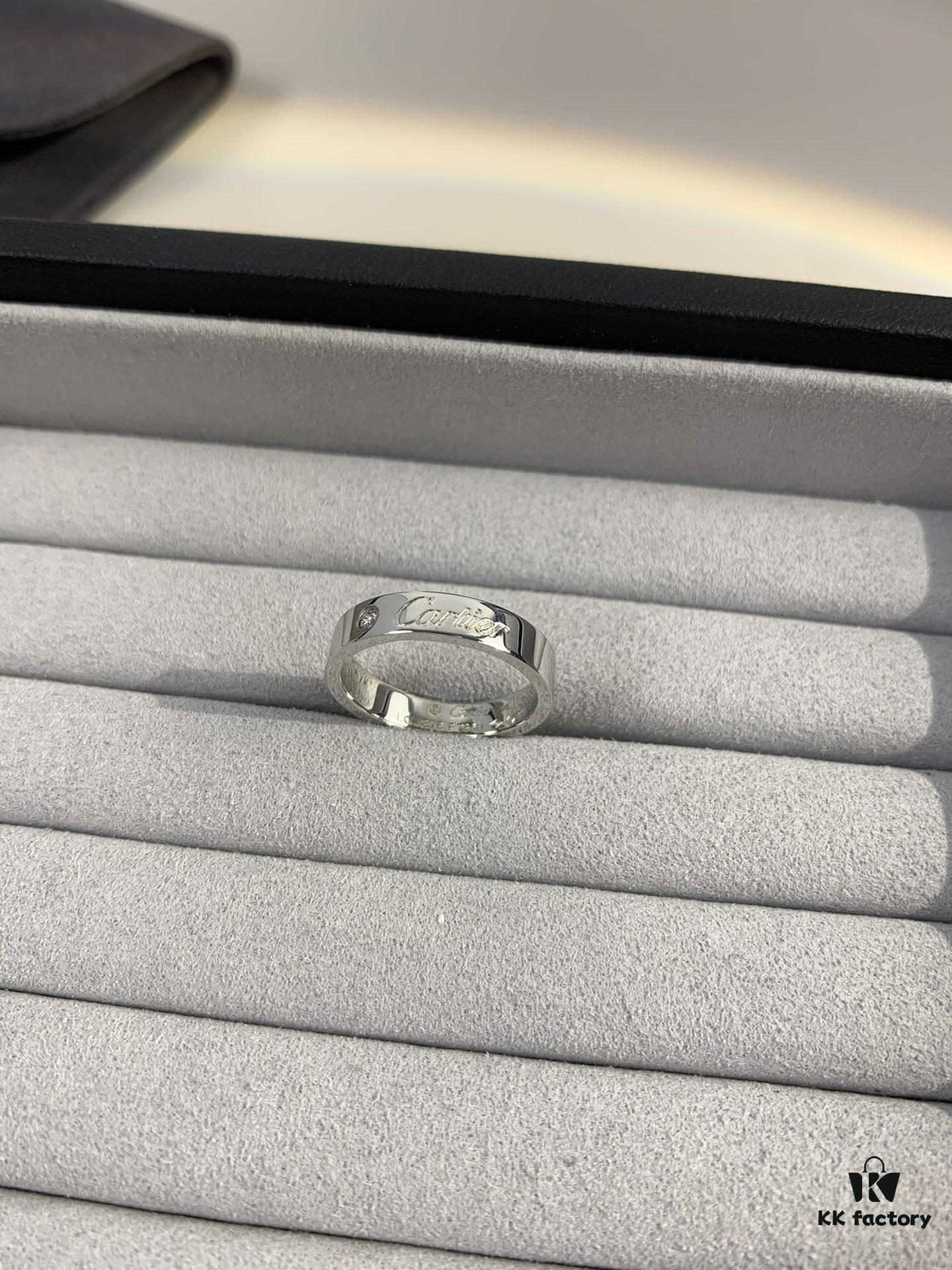 Cartier 4mm Scaled Single Diamond Letter Ring