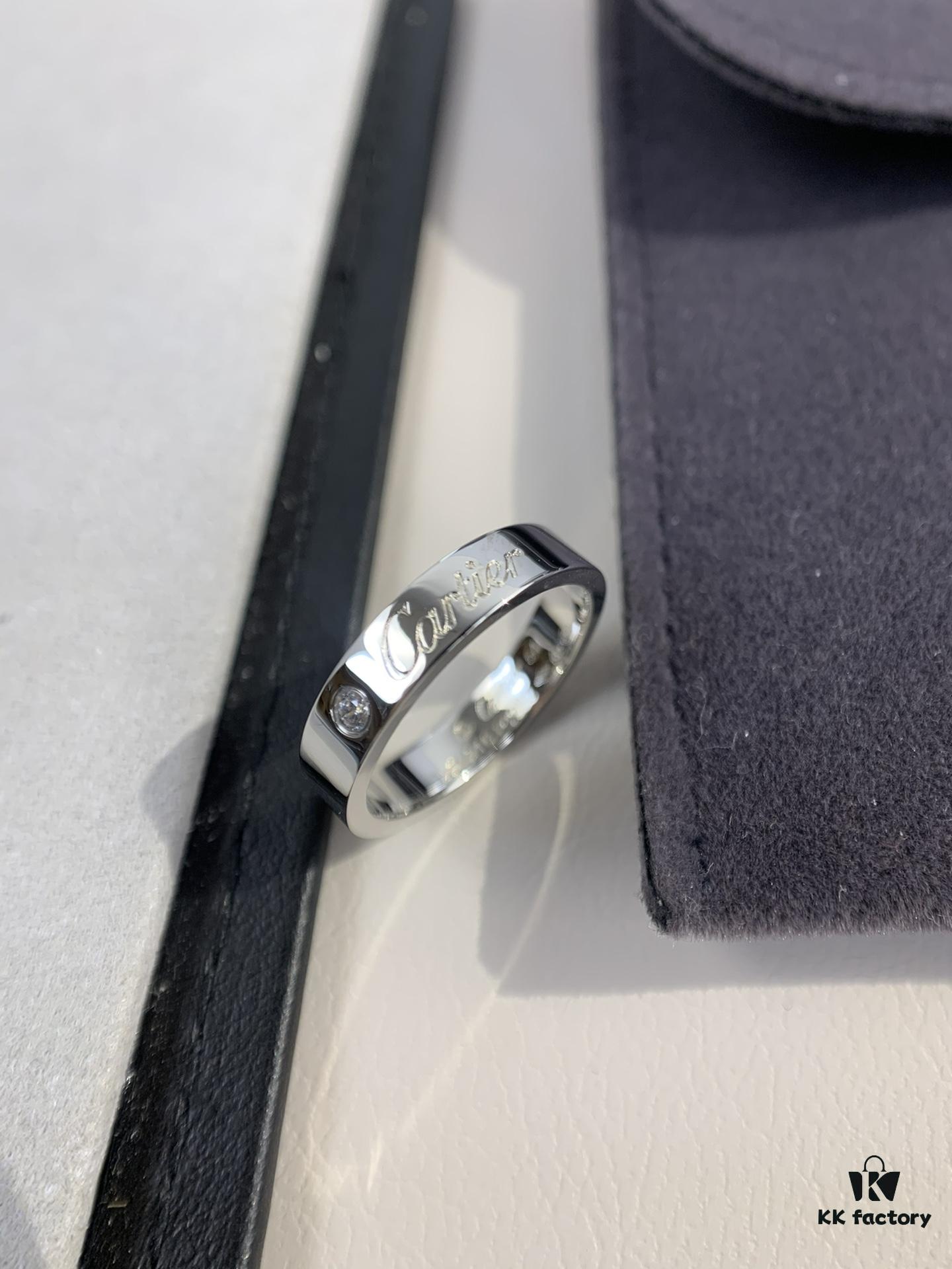 Cartier 4mm Scaled Single Diamond Letter Ring